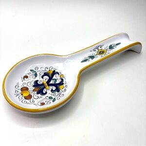 Deruta Ceramic Soup Spoon Rest Handcrafted In Italy for Sur La Table 11" Long